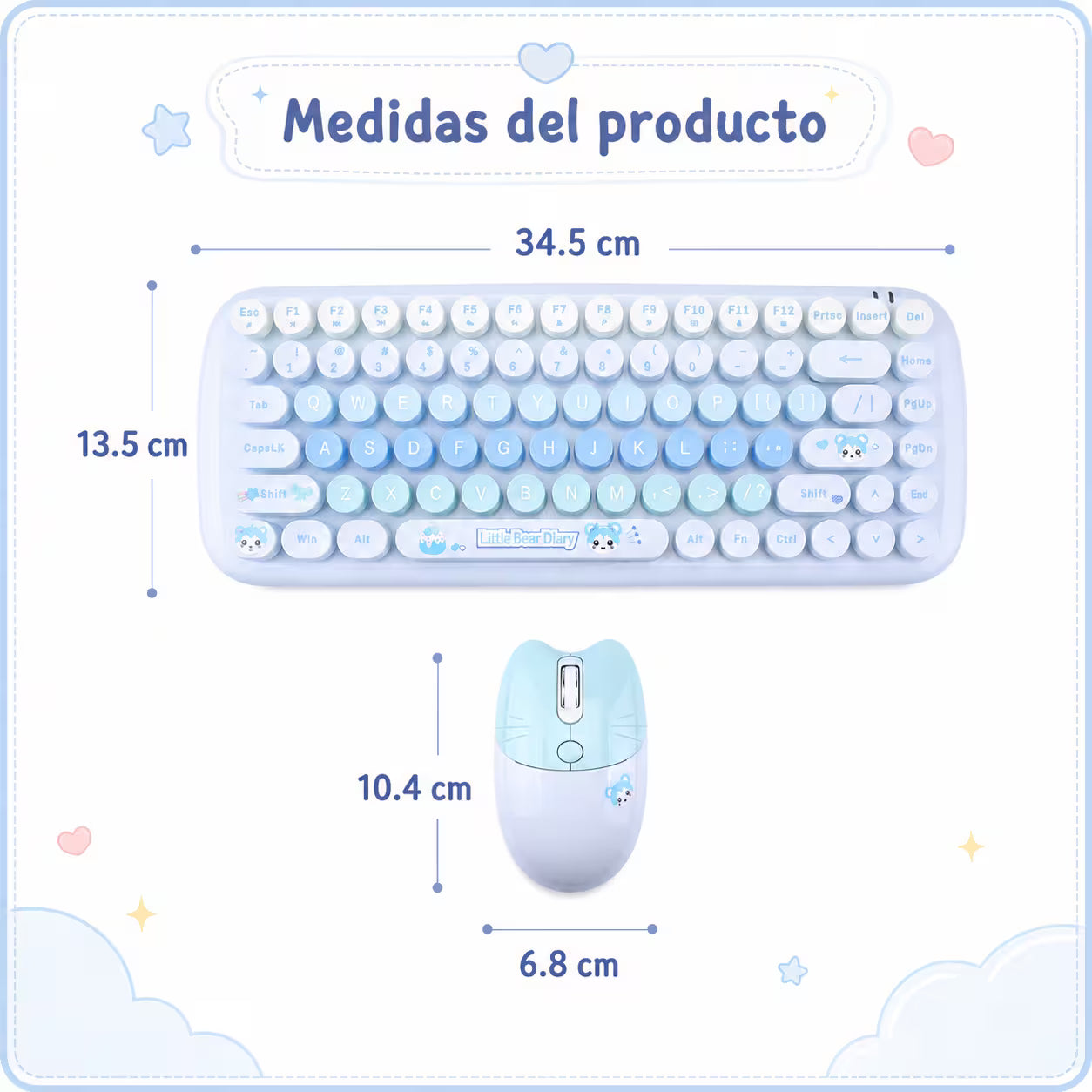 Combo Teclado y Mouse Inalámbrico MOFII Candy — Azul | 2.4G Silencioso 1200 DPI Compacto