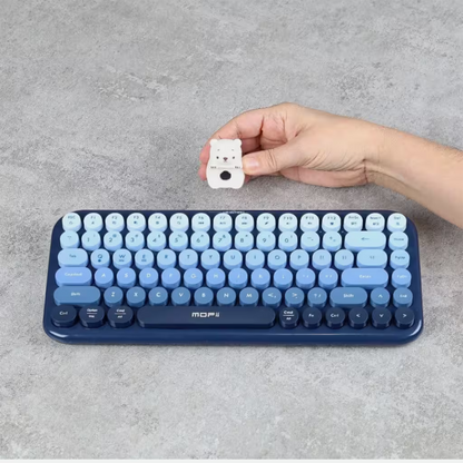 Teclado Inalámbrico Mofii Anni - Degradado Azul | 84 Teclas Redondas | Triple Conexión BT+2.4G | Osito Magnético