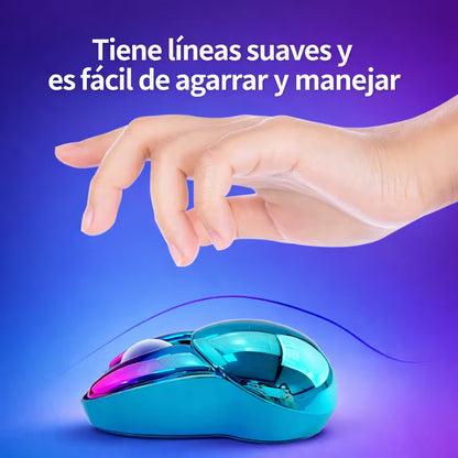 Mouse Inalámbrico Mofii M6 DM - Azul Electroplata Rabbit Ear | Triple Conexión Bluetooth 2.4G Silencioso