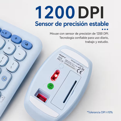 Combo Teclado y Mouse Inalámbrico MOFII 66Pro — Azul | Diseño Kawaii Conejo | 104 Teclas Full-Size | 20 Funciones Multimedia