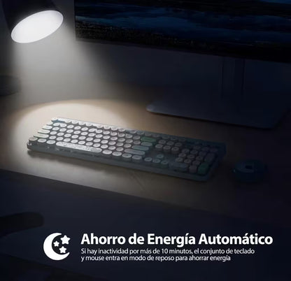 Combo Teclado y Mouse Inalámbrico Geezer Hello Bear - Azul | Mouse 800/1200/1600 DPI | 10m | 2.4G