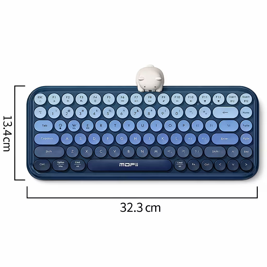 Teclado Inalámbrico Mofii Anni - Degradado Azul | 84 Teclas Redondas | Triple Conexión BT+2.4G | Osito Magnético
