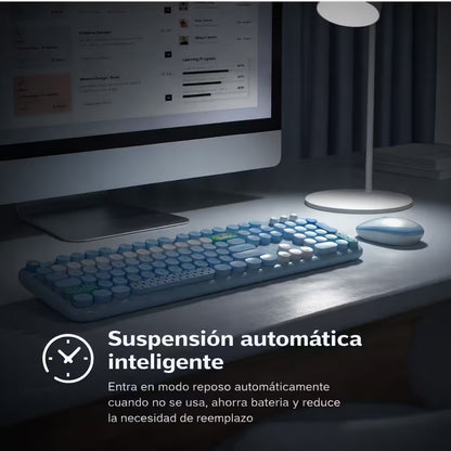 Combo Teclado y Mouse Inalámbrico Mofii Lovely - Azul | Full-Size 104 Teclas Redondas DPI Ajustable | 2.4G