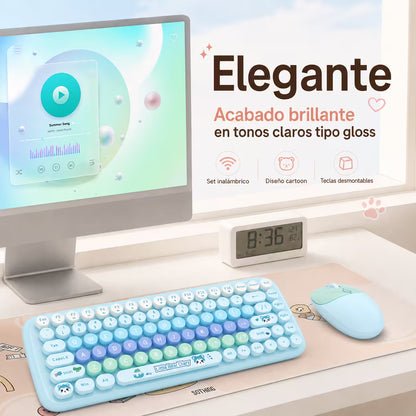 Combo Teclado y Mouse Inalámbrico MOFII Candy — Azul | 2.4G Silencioso 1200 DPI Compacto