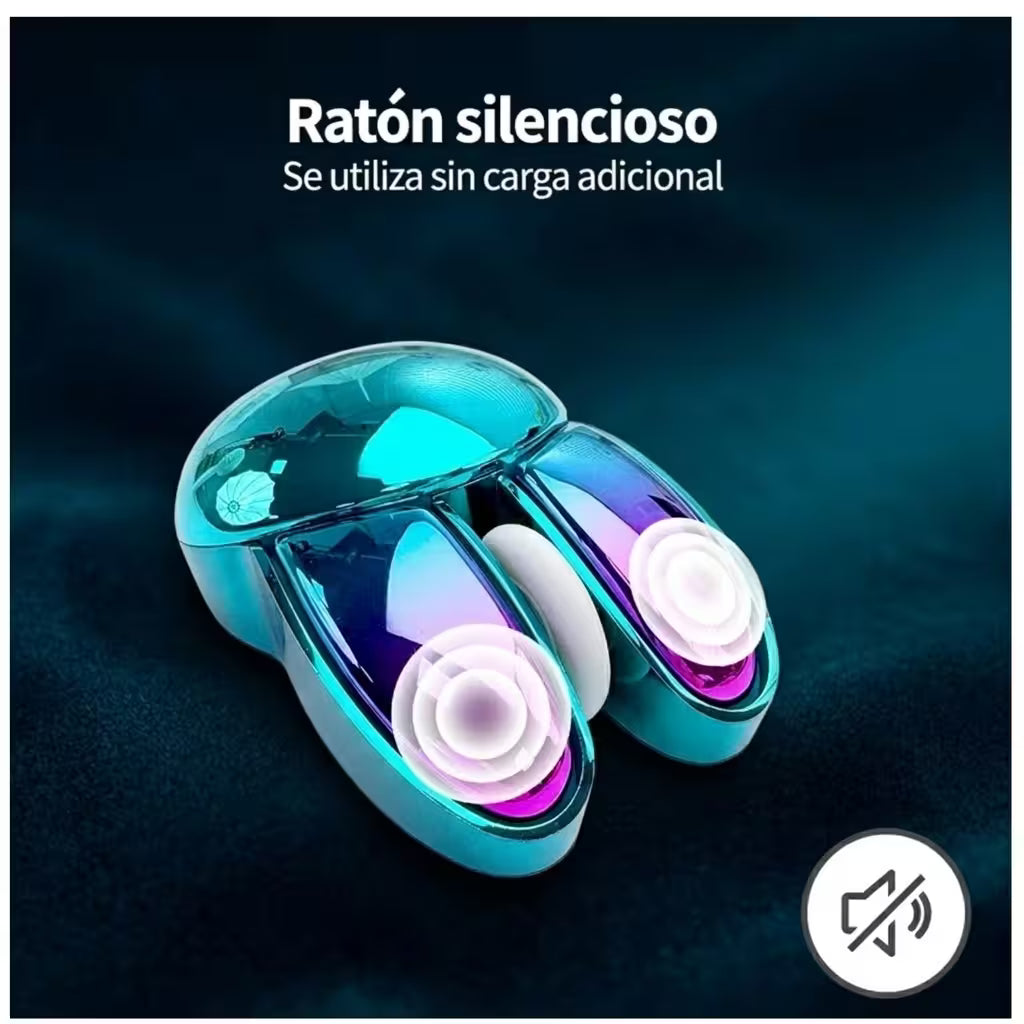 Mouse Inalámbrico Mofii M6 DM - Azul Electroplata Rabbit Ear | Triple Conexión Bluetooth 2.4G Silencioso