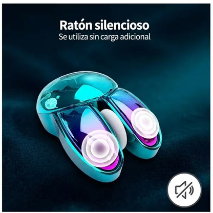 Mouse Inalámbrico Mofii M6 DM - Azul Electroplata Rabbit Ear | Triple Conexión Bluetooth 2.4G Silencioso