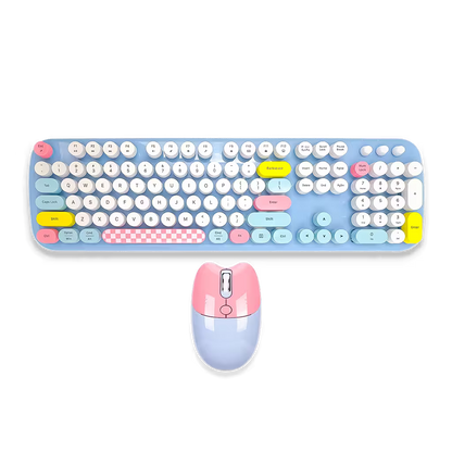 Combo Teclado y Mouse Inalámbrico Geezer Zero - Azul | 104 Teclas Redondas Full-Size | Bajo Ruido | 2.4G