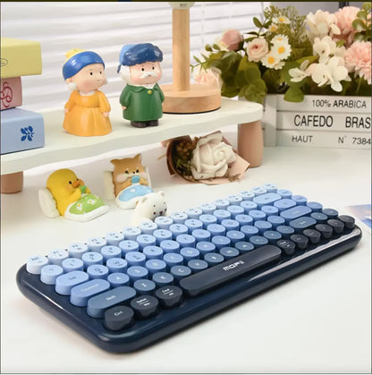 Teclado Inalámbrico Mofii Anni - Degradado Azul | 84 Teclas Redondas | Triple Conexión BT+2.4G | Osito Magnético