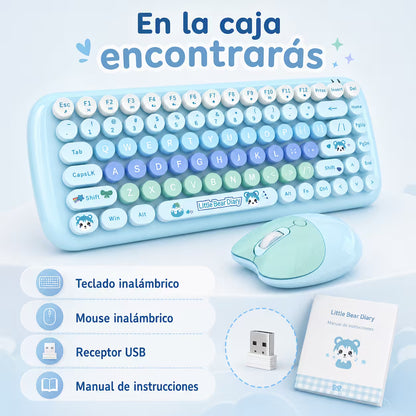 Combo Teclado y Mouse Inalámbrico MOFII Candy — Azul | 2.4G Silencioso 1200 DPI Compacto