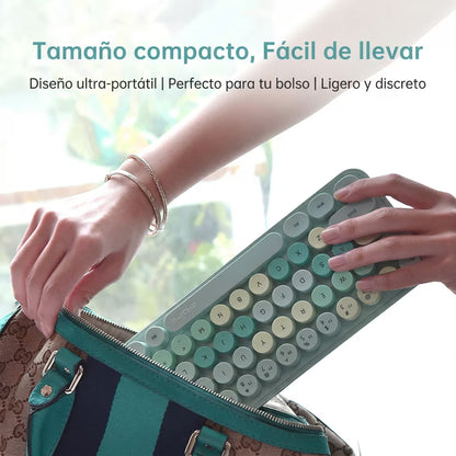 Combo Teclado y Mouse Inalámbrico Mofii Retro - 68 Teclas Redondas Turquesa | 2.4G Receptor Único