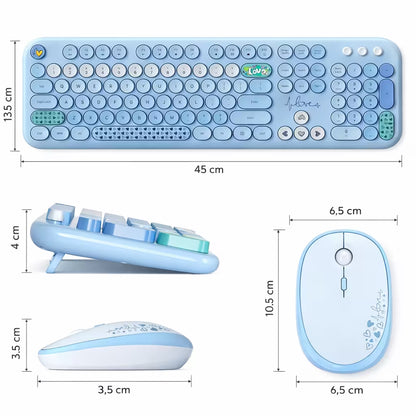 Combo Teclado y Mouse Inalámbrico Mofii Lovely - Azul | Full-Size 104 Teclas Redondas DPI Ajustable | 2.4G