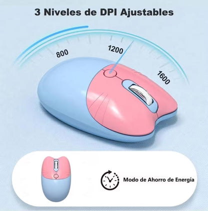 Combo Teclado y Mouse Geezer Candy Pro - Azul | Bluetooth + 2.4G | Teclas Desmontables | DPI 800/1200/1600