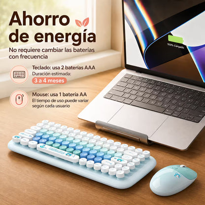 Combo Teclado y Mouse Inalámbrico MOFII Candy — Azul | 2.4G Silencioso 1200 DPI Compacto
