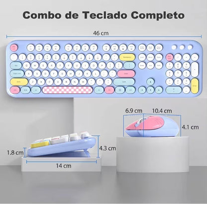 Combo Teclado y Mouse Inalámbrico Geezer Zero - Azul | 104 Teclas Redondas Full-Size | Bajo Ruido | 2.4G