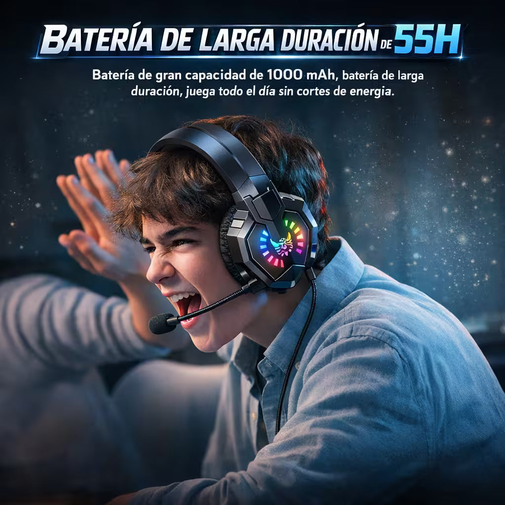 Diadema Gamer Inalámbrica ONIKUMA B15 RGB - 3 Modos Conexión 60H Batería Latencia 40ms