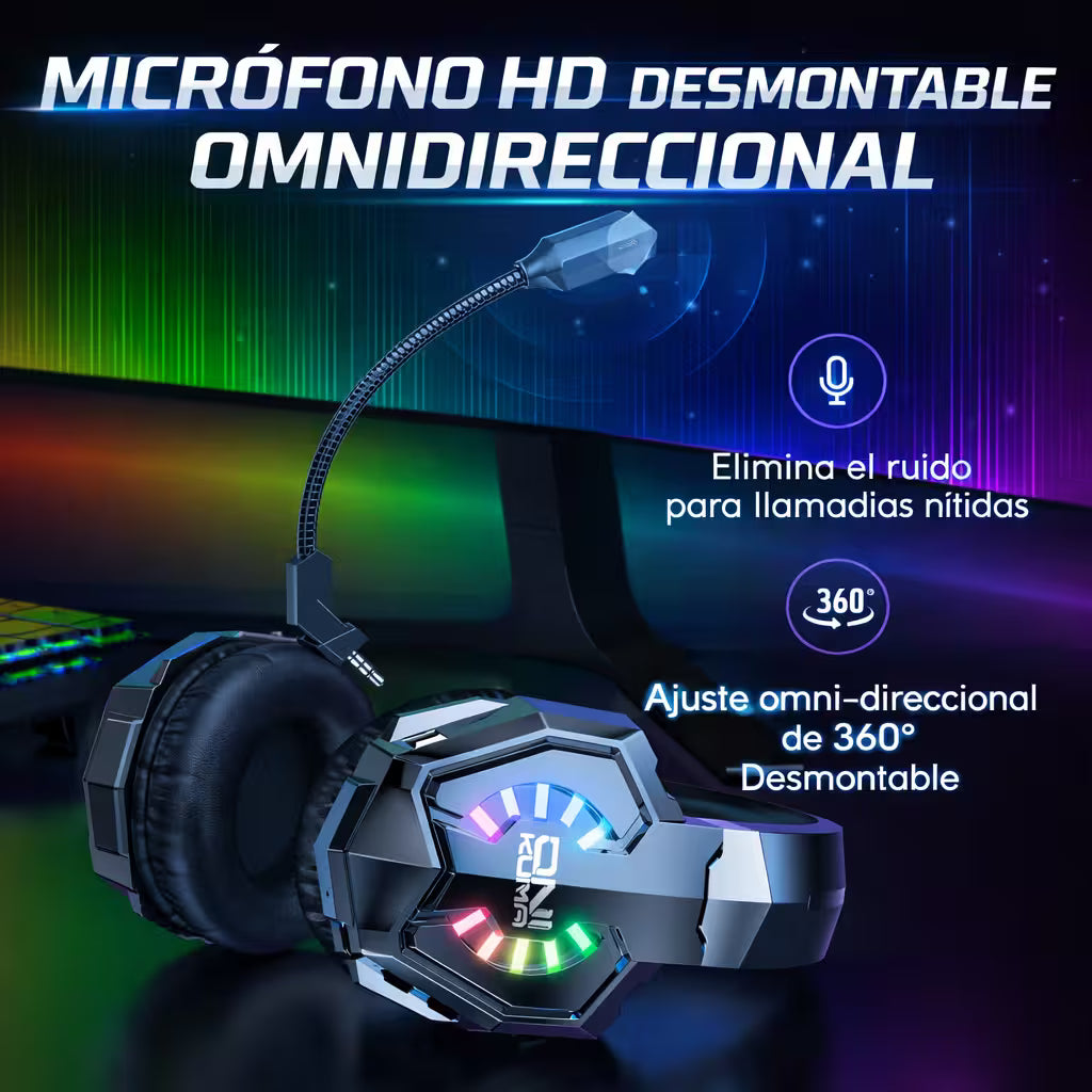 Diadema Gamer Inalámbrica ONIKUMA B15 RGB - 3 Modos Conexión 60H Batería Latencia 40ms
