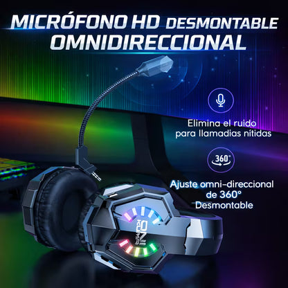 Diadema Gamer Inalámbrica ONIKUMA B15 RGB - 3 Modos Conexión 60H Batería Latencia 40ms