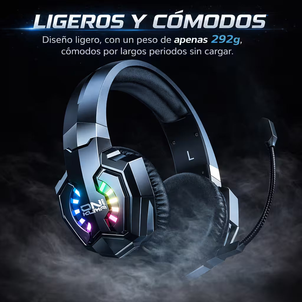 Diadema Gamer Inalámbrica ONIKUMA B15 RGB - 3 Modos Conexión 60H Batería Latencia 40ms