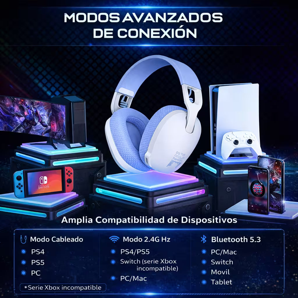 Diadema Gamer Inalámbrica ONIKUMA B2 - 3 Modos Conexión 25H Batería Bluetooth 5.3