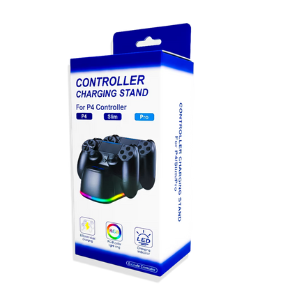 Base de Carga Dual PS4 RGB Negra - Cargador 2 Controles PlayStation 4 Slim Pro