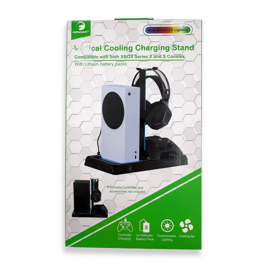 Base Cargadora HONCAM Xbox Series X/S - Ventilador 4000 RPM RGB LED Carga Dual 2 Baterías