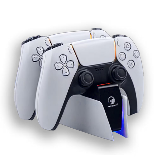 Base Cargadora HONCAM PS5 DualSense Blanca - Carga Dual LED Azul Tri-Protección Type-C