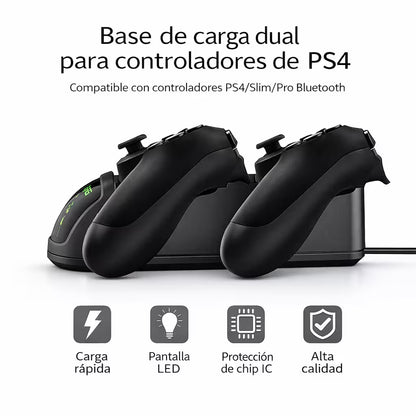 Base de Carga Dual DOBE PS4 TP4-889 - Cargador 2 Controles LED Protección Batería