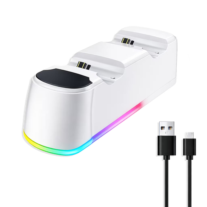 Base de Carga Dual PS4 RGB Blanca - Cargador 2 Controles PlayStation 4 Slim Pro