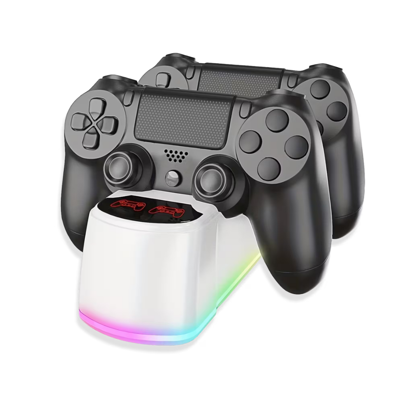 Base de Carga Dual PS4 RGB Blanca - Cargador 2 Controles PlayStation 4 Slim Pro