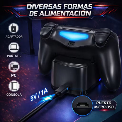 Base de Carga Dual PS4 RGB Blanca - Cargador 2 Controles PlayStation 4 Slim Pro
