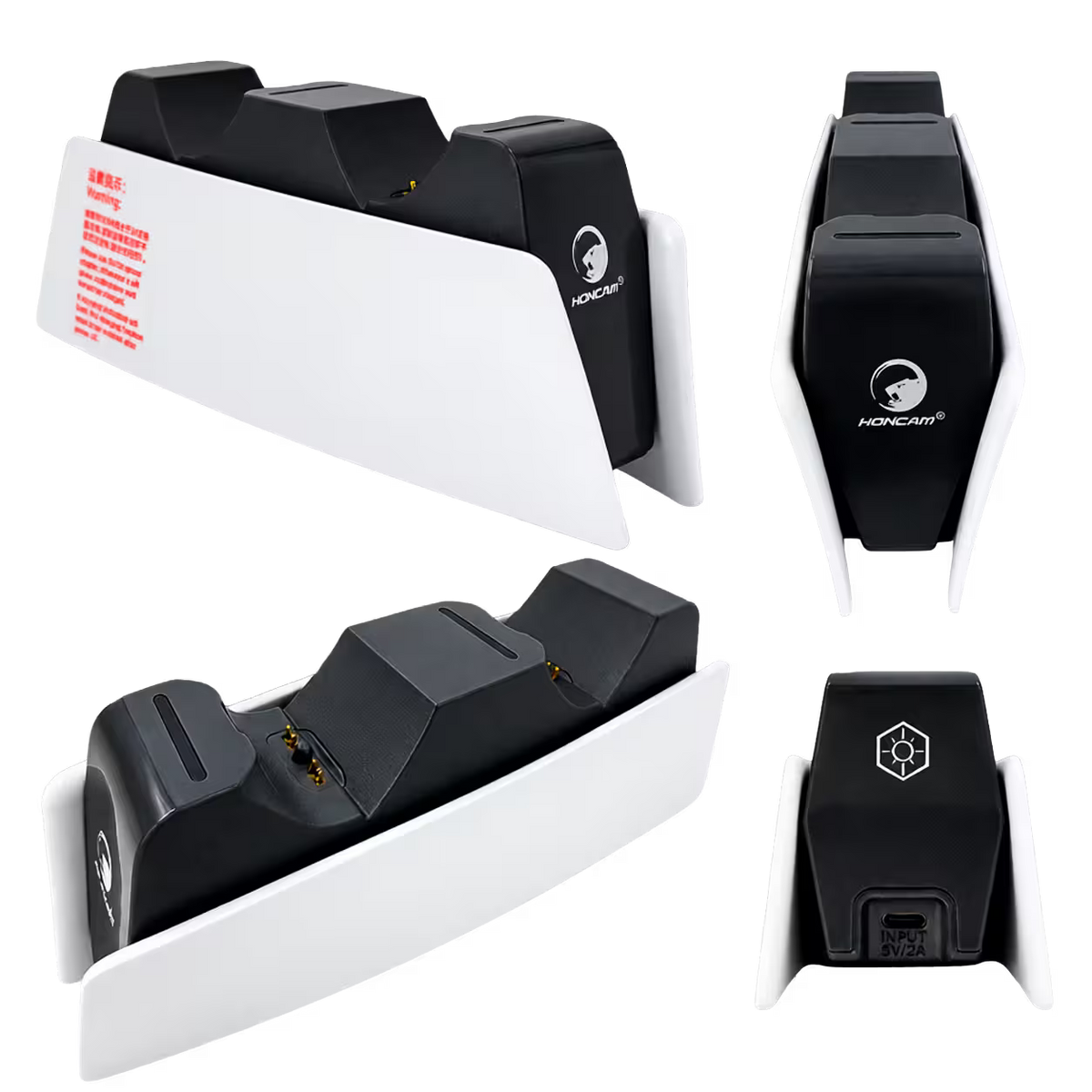 Base Cargadora HONCAM PS5 DualSense Blanca - Carga Dual LED Azul Tri-Protección Type-C