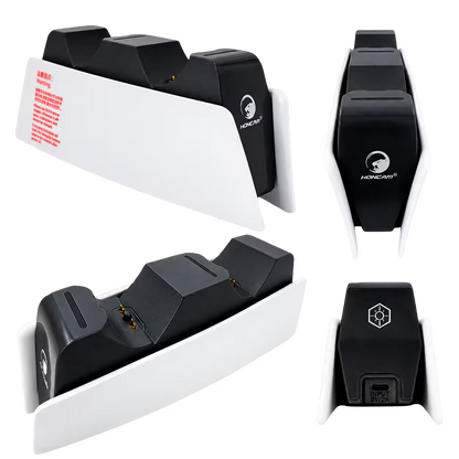 Base Cargadora HONCAM PS5 DualSense Blanca - Carga Dual LED Azul Tri-Protección Type-C