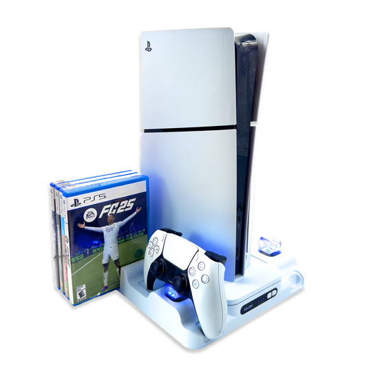 Base Multifuncional PS5 AOLION - Carga Dual + Ventilación 3 Niveles + 8 Juegos | Slim Pro Fat Digital
