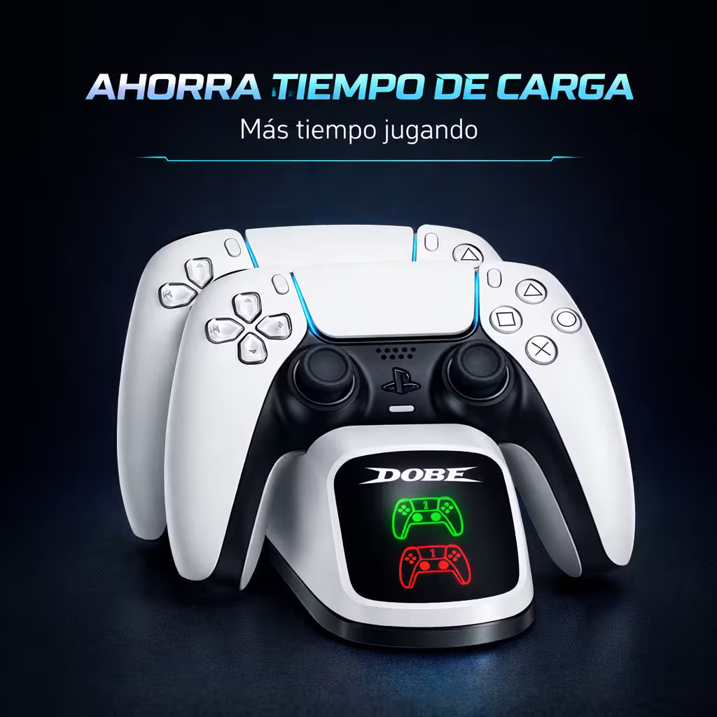 Base de Carga Rápida DOBE PS5 - Cargador Dual Controles DualSense PlayStation 5
