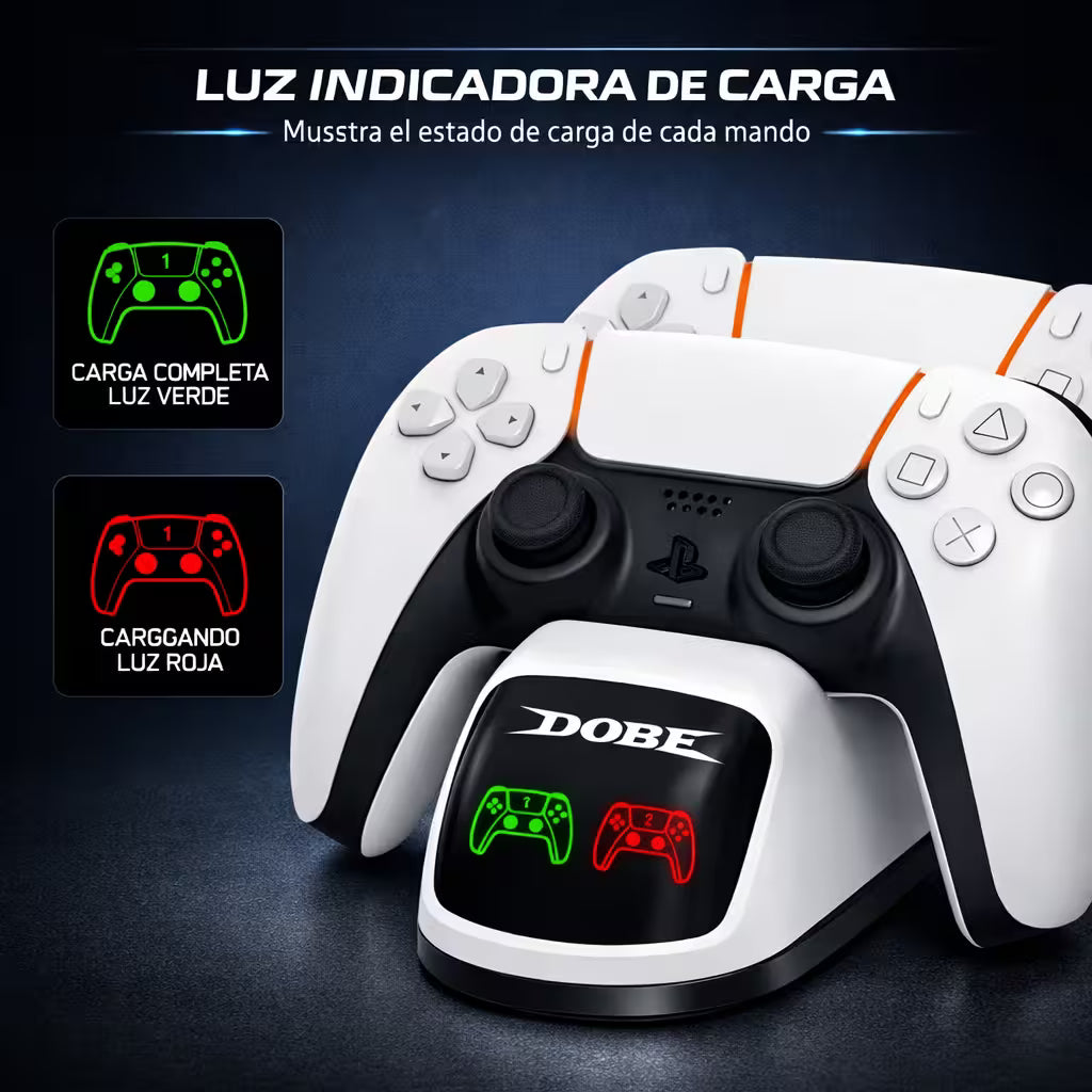 Base de Carga Rápida DOBE PS5 - Cargador Dual Controles DualSense PlayStation 5