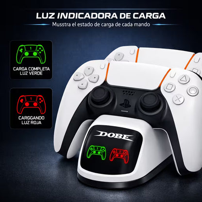 Base de Carga Rápida DOBE PS5 - Cargador Dual Controles DualSense PlayStation 5