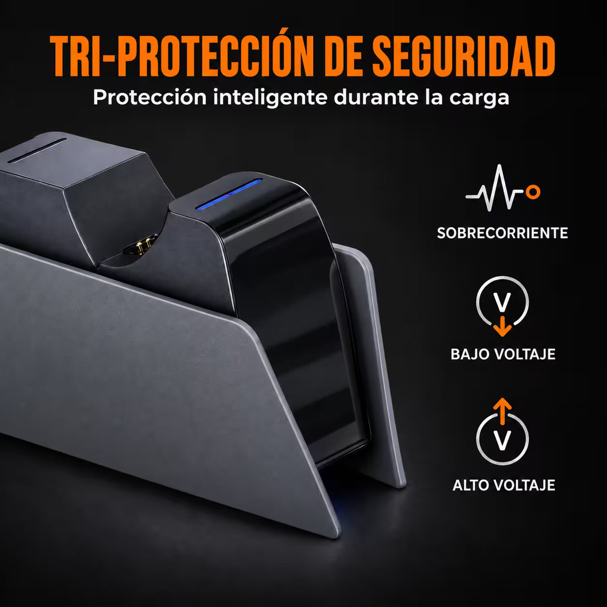 Base Cargadora HONCAM PS5 DualSense Gris - Carga Dual LED Azul Tri-Protección Type-C