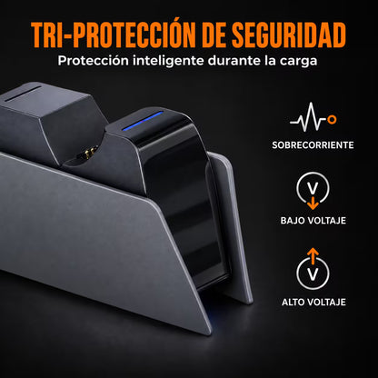 Base Cargadora HONCAM PS5 DualSense Gris - Carga Dual LED Azul Tri-Protección Type-C