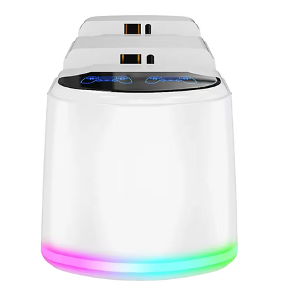 Base de Carga Dual PS4 RGB Blanca — Cargador 2 Controles PlayStation 4 Slim y Pro