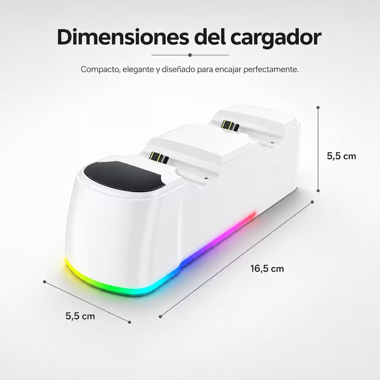 Base de Carga Dual PS4 RGB Blanca — Cargador 2 Controles PlayStation 4 Slim y Pro
