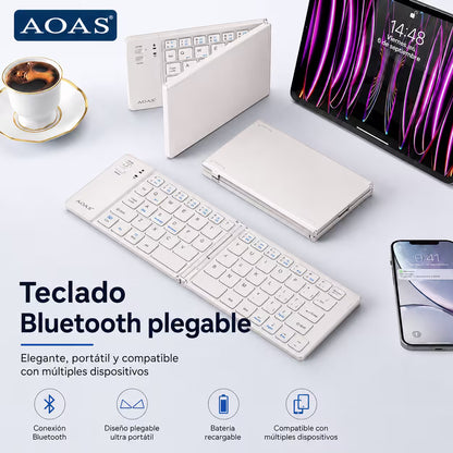 Teclado Plegable Bluetooth AOAS A-1006 Blanco - Inalámbrico Portátil QWERTY