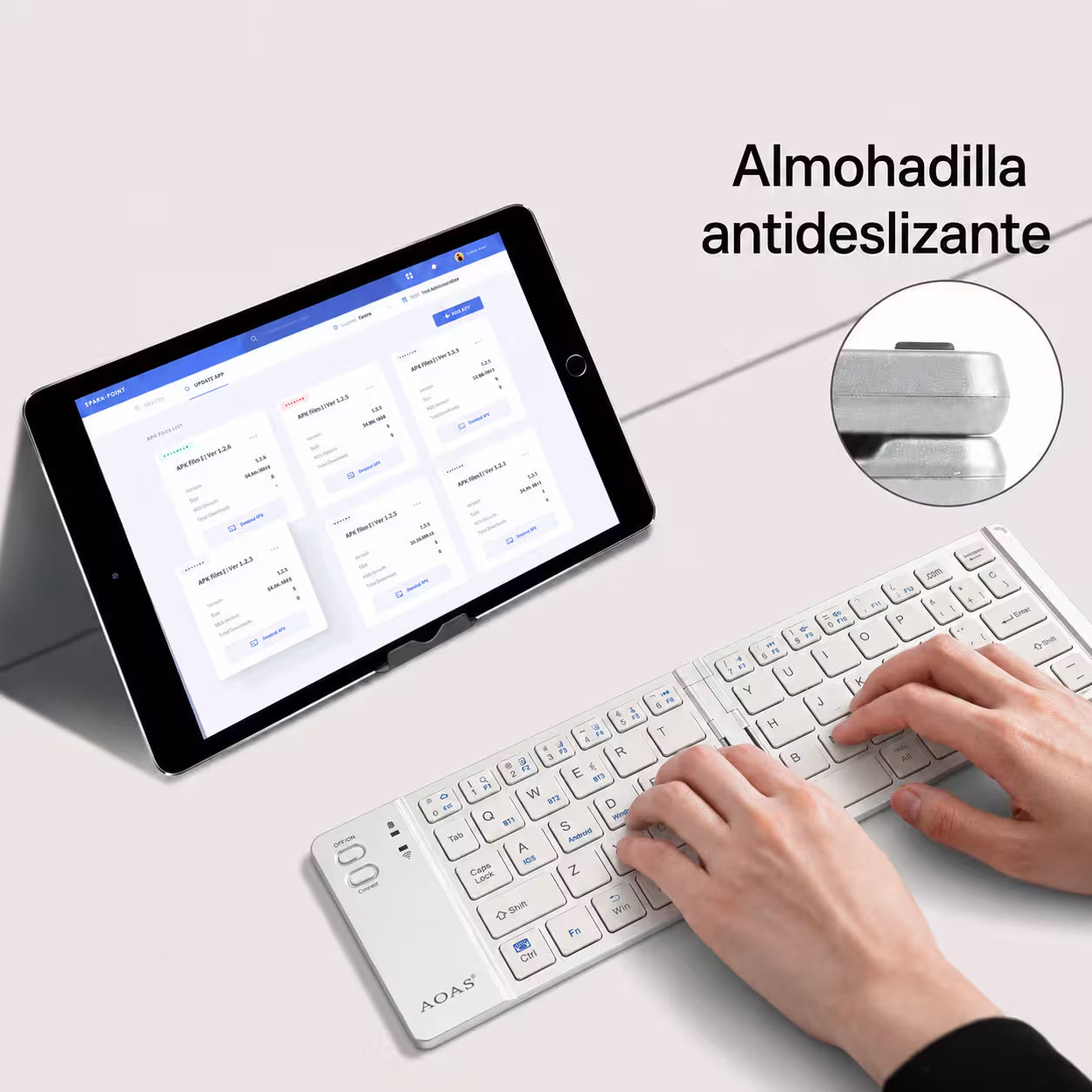 Teclado Plegable Bluetooth AOAS A-1006 Blanco - Inalámbrico Portátil QWERTY