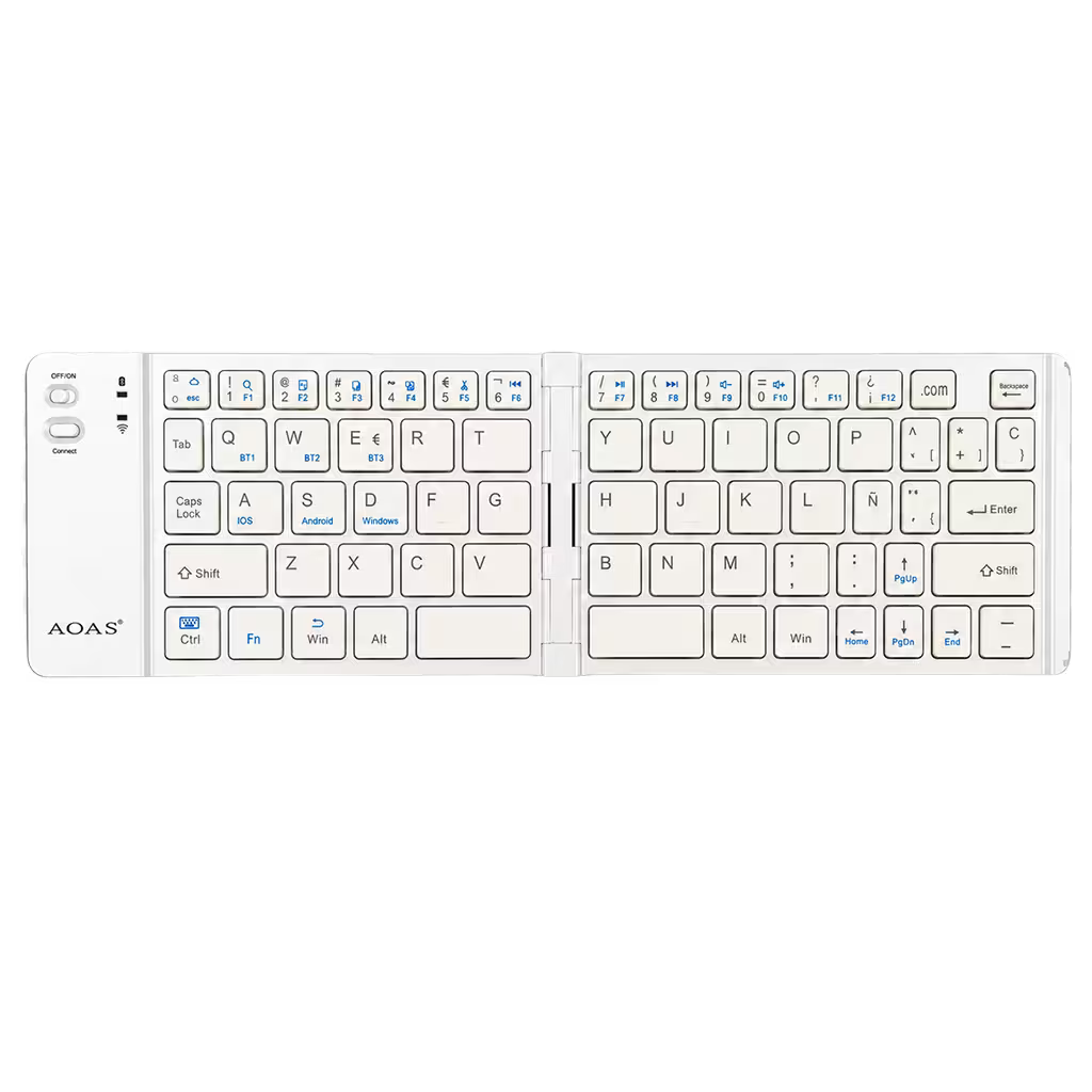 Teclado Plegable Bluetooth AOAS A-1006 Blanco - Inalámbrico Portátil QWERTY