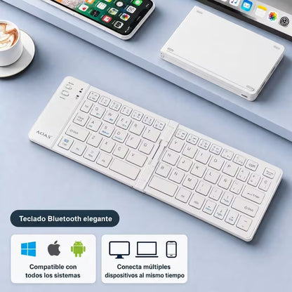 Teclado Plegable Bluetooth AOAS A-1006 Blanco - Inalámbrico Portátil QWERTY