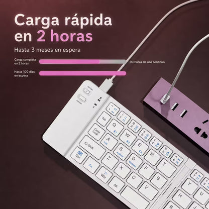 Teclado Plegable Bluetooth AOAS A-1006 Blanco - Inalámbrico Portátil QWERTY
