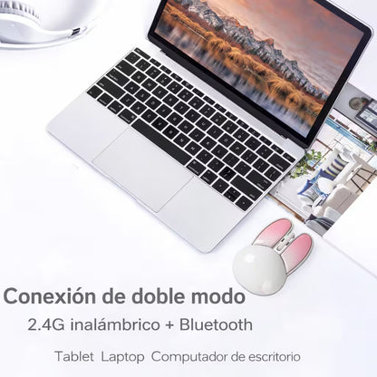 Mouse Inalámbrico Mofii M6 DM - Blanco Rosado | Triple Conexión Bluetooth 2.4G 1200 DPI Silencioso