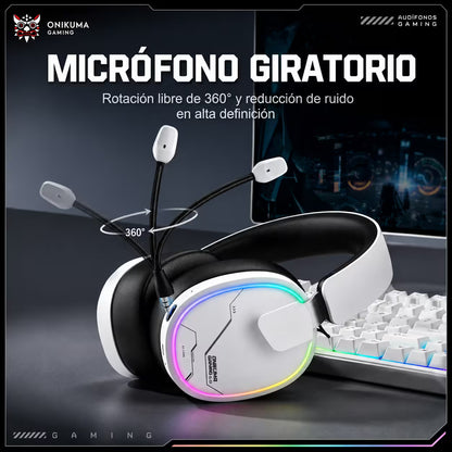 Audífonos Gamer Inalámbricos Onikuma GT836 Blanca | 4 en 1 | 60H Batería | PS5, PC, Switch, Móvil