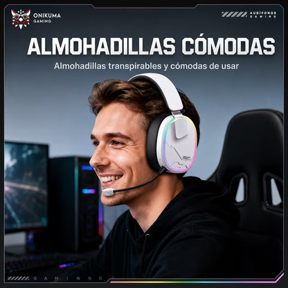 Audífonos Gamer Inalámbricos Onikuma GT836 Blanca | 4 en 1 | 60H Batería | PS5, PC, Switch, Móvil