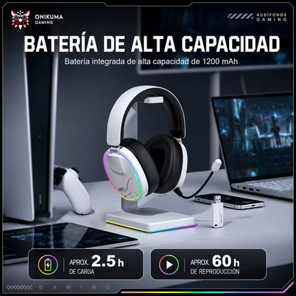Audífonos Gamer Inalámbricos Onikuma GT836 Blanca | 4 en 1 | 60H Batería | PS5, PC, Switch, Móvil