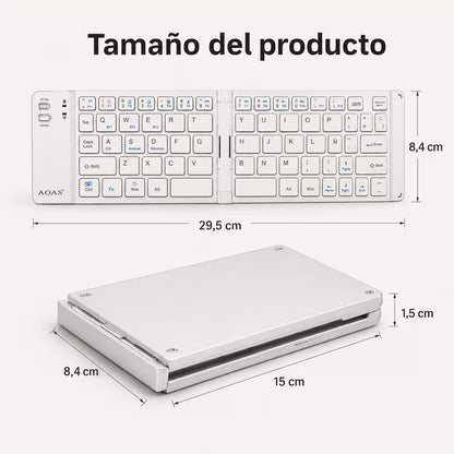 Teclado Plegable Bluetooth AOAS A-1006 Blanco - Inalámbrico Portátil QWERTY